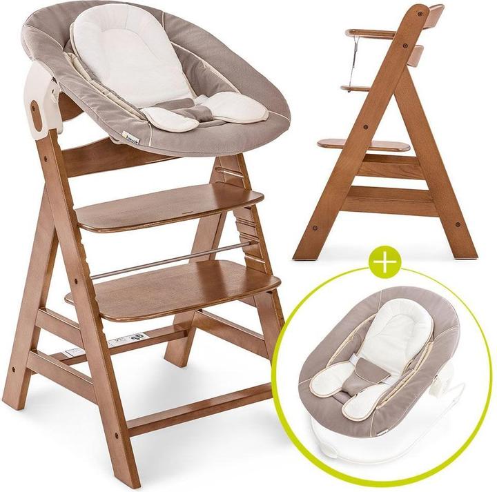 Hauck Highchairs Alpha Plus Walnut Newborn Set - 3-piece highchair (Highchair)
