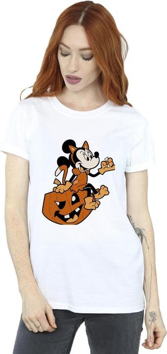 Actual product image Mickey Mouse Womens/Ladies Minnie Mouse Cat Cotton Boyfriend Halloween T-Shirt (XXL)