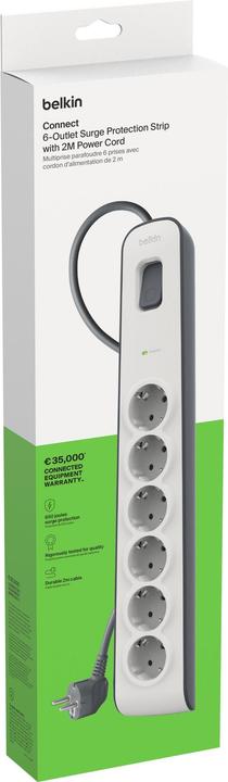 Image du produit Belkin Steckdosenleiste 6-fach 2 Meter Netzkabel BSV603vf2M-V2 (6 x, CEE 7/3, 2 m)