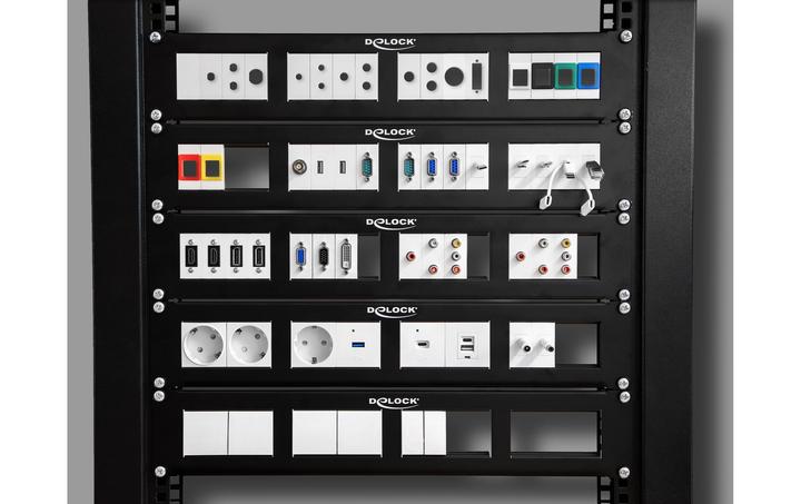 Produktbild Delock Easy 45 48,30cm (19") Patchpanel Ausschnitt 4 x 90,5 x 45,2 mm, 2 HE, schwarz