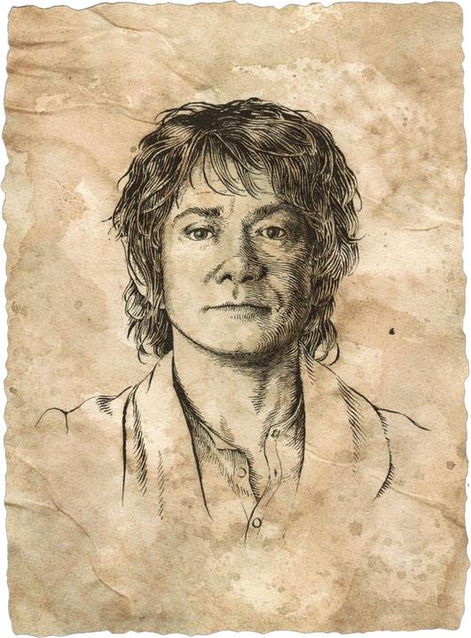 Actual product image Weta Workshop The Lord of the Rings - Portrait of Bilbo Baggins Statue Art Print (21 x 28 cm)
