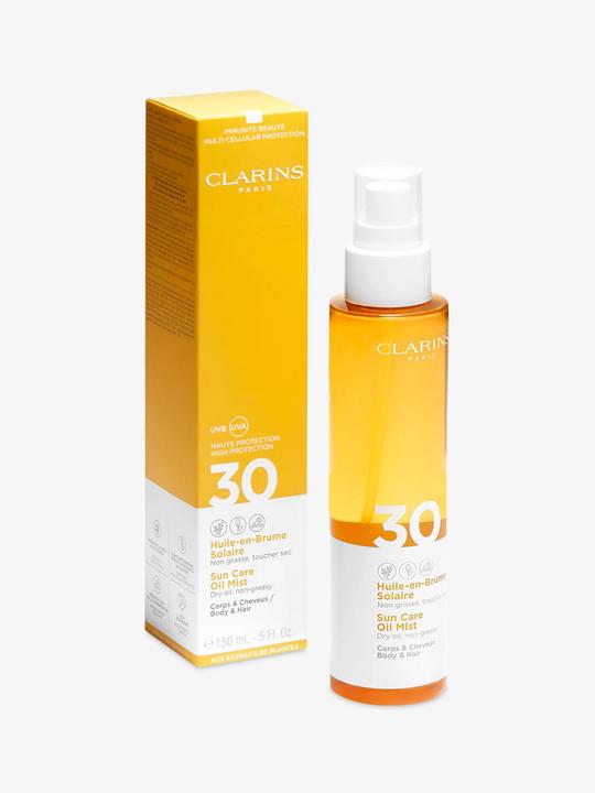 Actual product image Clarins Sun - Huile-en-Brume Solaire Corps & Cheveux SPF30 (Sun cream face, SPF 30, 150 ml, 190 g)