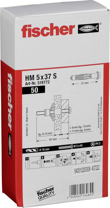 Actual product image Fischer Cavity metal dowel HM (50 pcs.)