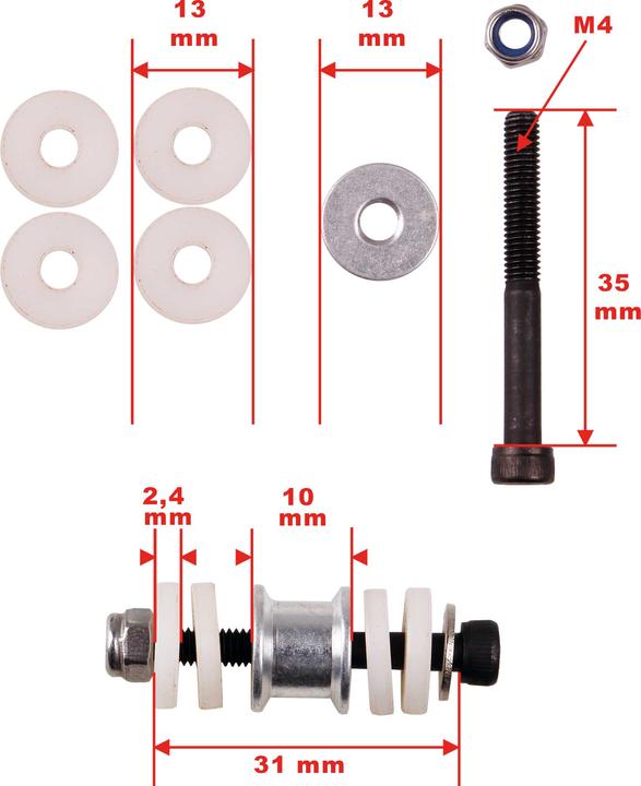 Produktbild Kuza motordistanzen 10-20mm verstellbar m4 4stk.
