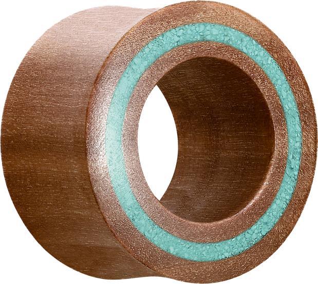 Produktbild Star Piercing Flared Tunnel Türkis Rand aus Sawo Holz (Organisch, ohne Messing)