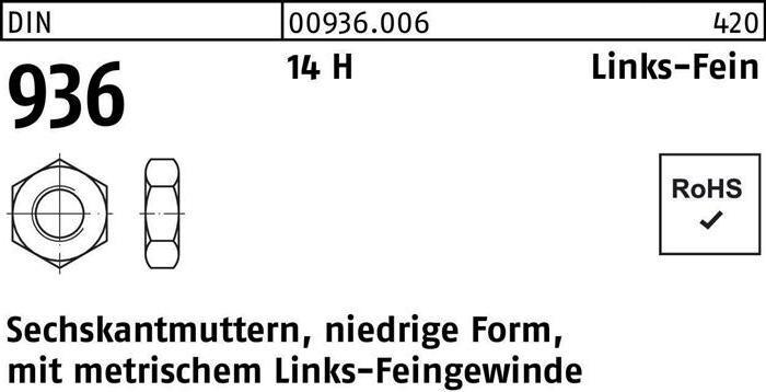 Produktbild Sechskantmutter DIN 936 links M 20 x 1,5 -LH 14 H (M20)
