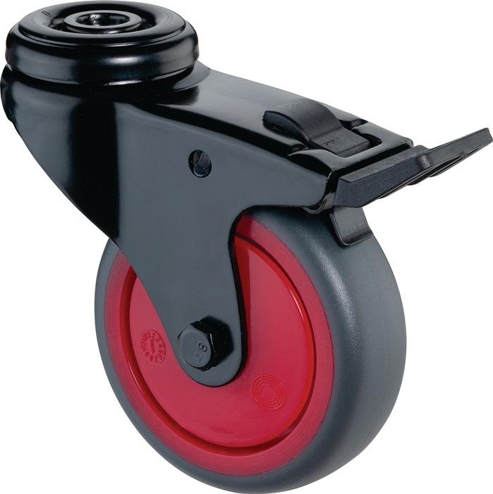 Productafbeelding BS Rollen Zwenkwiel met rem Wiel-Ø 75 mm Draagvermogen 60 kg met rem Rubber grijs