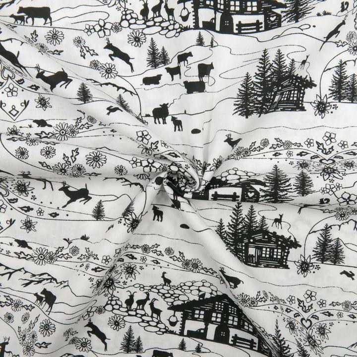 Actual product image Stoffrestposten Cotton - CH Silhouette: On the Swiss Alp - Minimum selling quantity: 1 metre