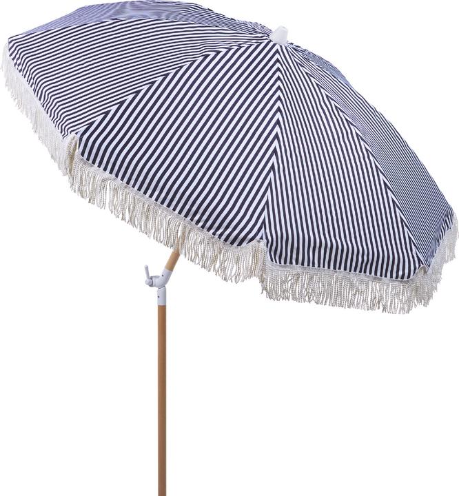Actual product image Beliani Parasol ⌀ 150 cm black / white with valance MONDELLO (1.50 m)