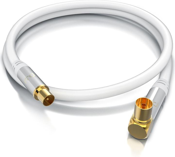 Actual product image Primewire Antenna cable angled, coaxial cable 75 Ohm HDTV, radio, DVB-T DVB-T2 DVB-S2 TV antenna cable (135 dB, Satellite cable)