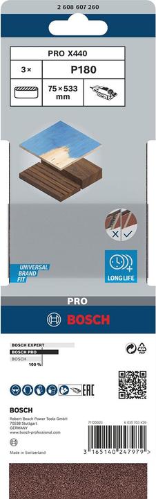 Actual product image Bosch Professional Zubehör PRO X440 sanding belt, 75 x 533 mm, G180 (180)