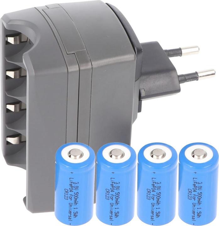 Immagine prodotto AccuCell CR123 Ladegerät (4 pz., CR123A, 500 mAh, Batteria + Caricabatterie)