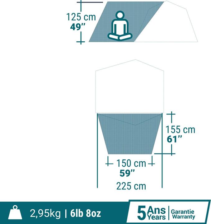 Actual product image Quechua 2 Seconds Easy (Awning, 2.70 kg, 2 persons)