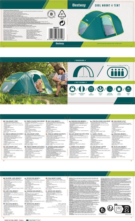 Actual product image Bestway Cool Mount 4 Camping Tent 4-Person (Pitching tent, 2.35 kg, 4 persons)