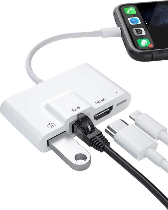 Actual product image PowerGuard 4-in-1 Lightning Ethernet OTG Digital AV HDMI USB Adapter