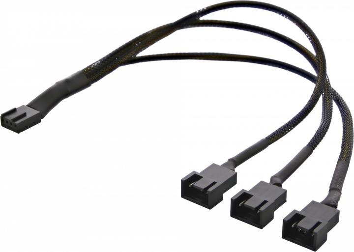 Actual product image Deltaco Splitter for PWM flat 4-pin to 3x4-pin ho svart (0.30 m)