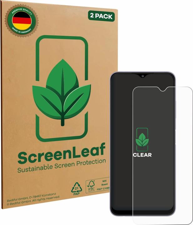 Actual product image ScreenLeaf Screen Protector sustainable Screen Protection, clear, anti-scratch (2 Piece, Samsung Galaxy A22 5G)