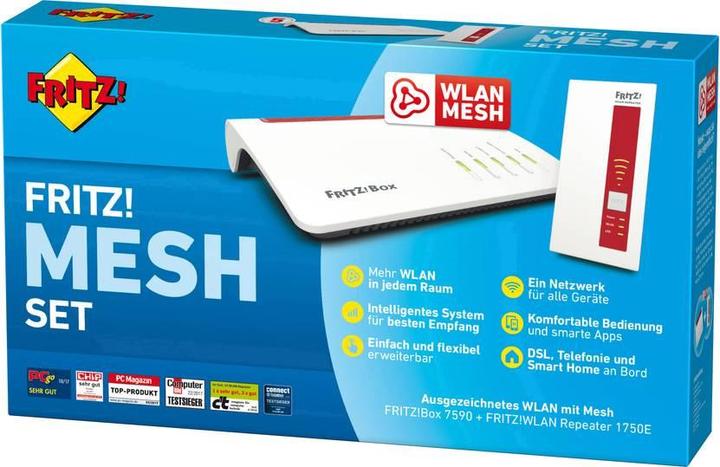 Actual product image AVM FRITZ!mesh bundle: Box 7590 + Repeater 1750E EN version