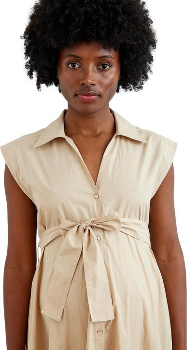 Vertbaudet Langes Baumwollkleid mit Bindegürtel für Schwangerschaft und Stillzeit