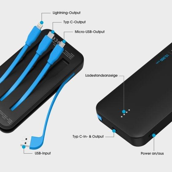 Immagine prodotto Xlayer Powerbank Plus AllinOne (10000 mAh, 18 W, 37 Wh)