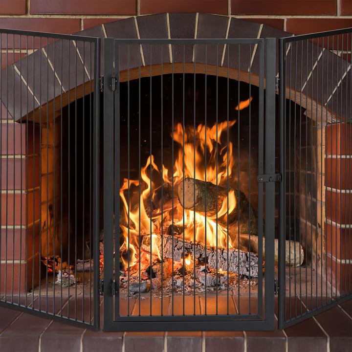 Actual product image Relaxdays Fireplace guard (220 x 1.5 x 76 cm)