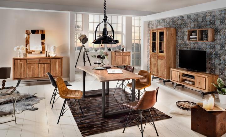 Image du produit SIT Möbel Table en bois massif Ux3.6 Acacia naturel antique noir antique (200 x 76 x 100 cm)