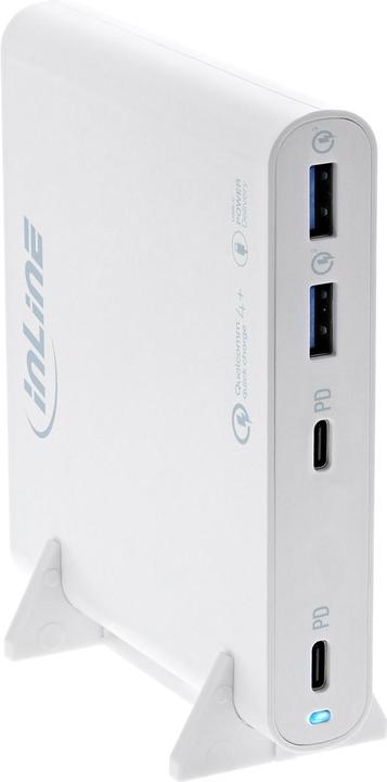 InLine USB Netzteil, GaN Ladegerät, 4-Port, Dual USB-C + Dual USB-A, 120W, weiss (120 W)