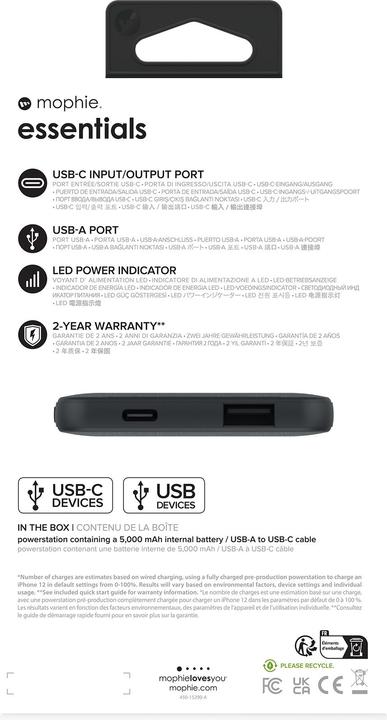 Produktbild mophie Essentials Powerstation 5K (5000 mAh, 20 W, 20 Wh)