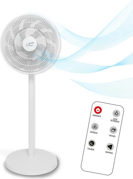 LTC Standing Fan WT112 45W 12" digital display, remote, oscillation, white