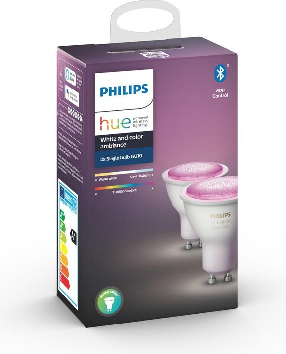 Actual product image Philips Hue White & Color Ambiance BT (GU10, 5.70 W, 350 lm, 2 x, G)