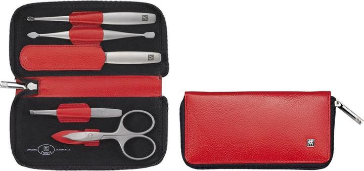 Actual product image Zwilling Twinox Travel Set - Red 5-piece leather case - Red