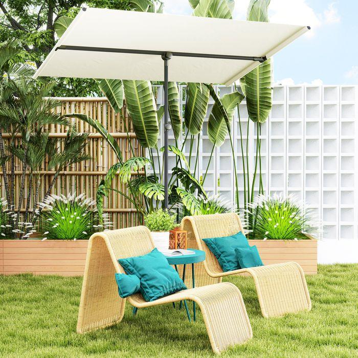 Actual product image Swisshandel24 Sonnenschirm 180 Grad drehbar Höhenverstellbar Alu 150x205cm Beige (2.05 m)