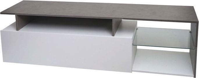Mendler TV-Rack HWC-L35, Holz 47x170x40cm Staufach, Beton-Optik weiss (47 x 170 x 40 cm)