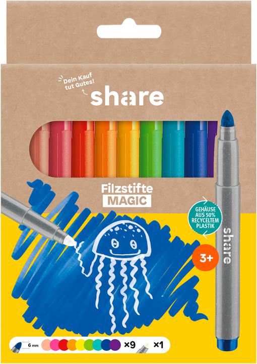 Produktbild Share Fasermaler 4-0005-10 Lachs, Magenta, Rot, Orange, Gelb, Grün (Multi, 10 x)