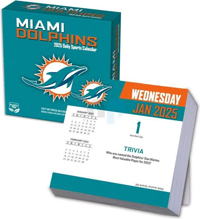 Actual product image NFL - Miami Dolphins - Desk Calendar 2025 (Spanish, Italian, English, German, French)