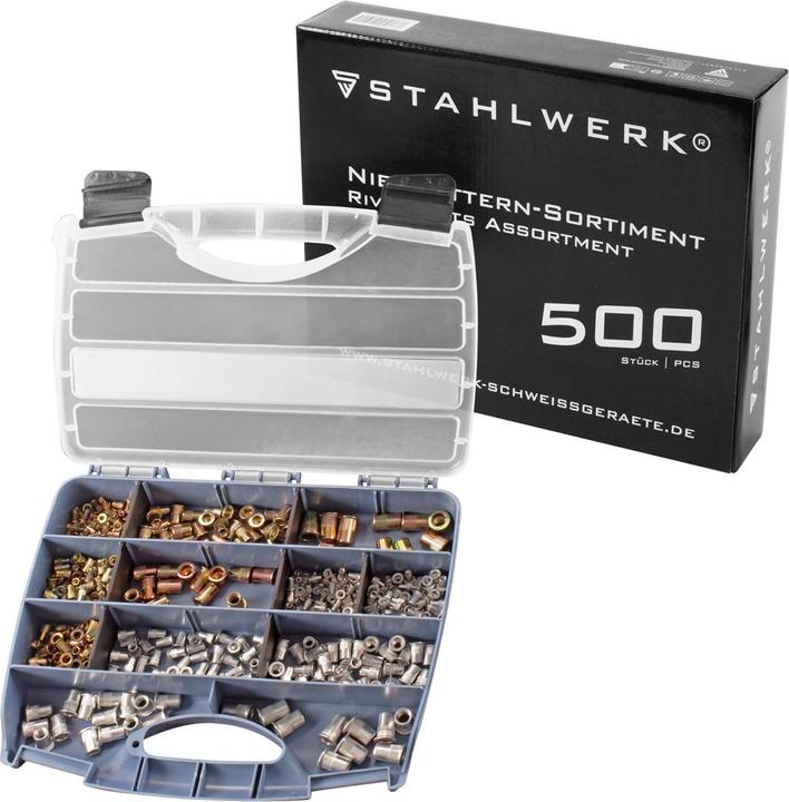 Image du produit Stahlwerk Nietmuttern Set 500-teilig Gewindenieten Niethülsen Gewindedorne