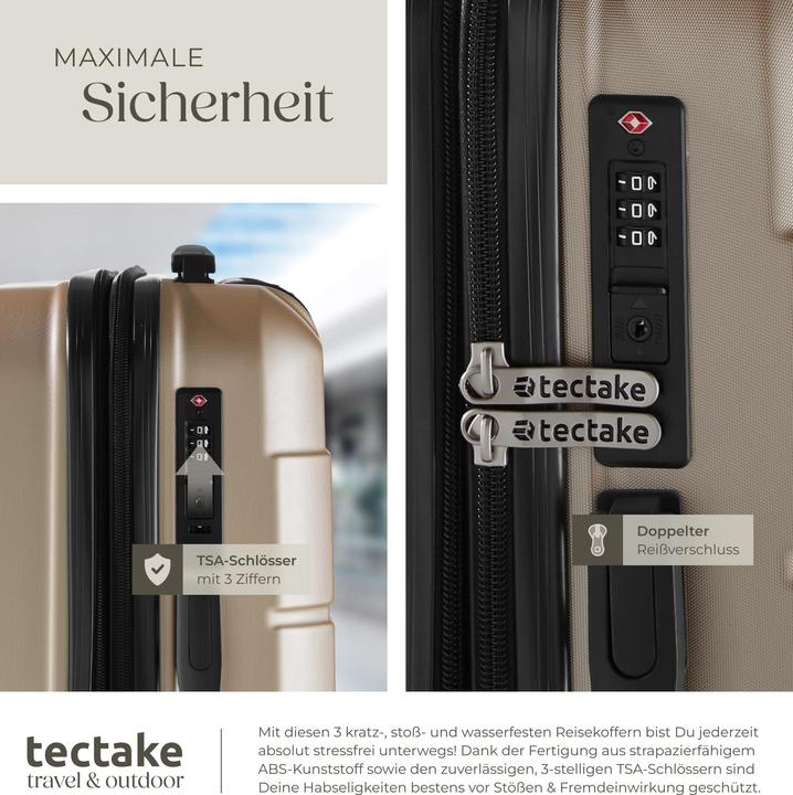 Immagine prodotto tectake Set di valigie rigide Brice 3 pz., lucchetto TSA (111 l, M (50 - 90l), L (90 - 115l), XL (da 115l))