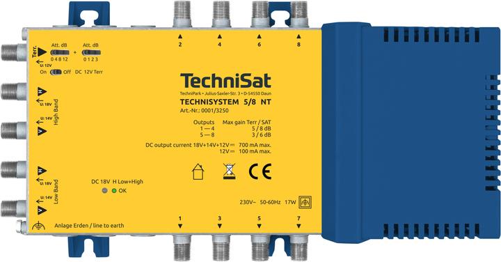 TechniSat TECHNISYSTEM 5/8 NT Sat Verteiler 8 Ausgänge 1 Orbitposition (Verteiler)