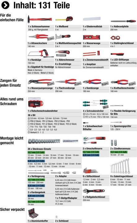 Image du produit Meister Boîte à outils (131 pièces)
