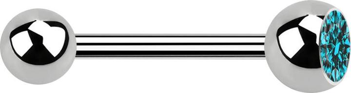 Produktbild Star Piercing Barbell silber mit Kugel und Kugel Kristall aqua (Titan G23, ohne Messing)
