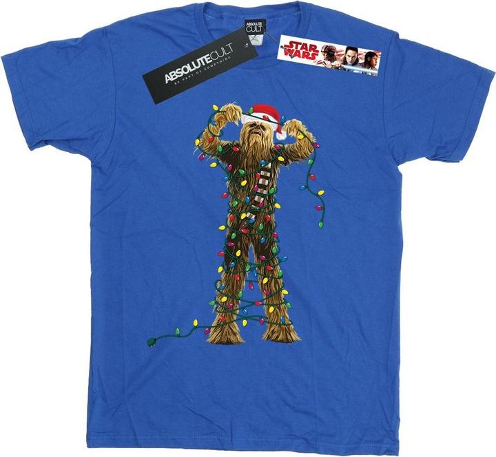 Actual product image Star Wars Mens Chewbacca Christmas Lights T-Shirt (L)