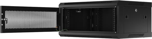 Produktbild Lanberg Nástěnná jednodílná skříň 19", 4U/600x450, (v rozloženém stavu), perforované dveře, černá ( (4 HE, 19 Zoll Rack)