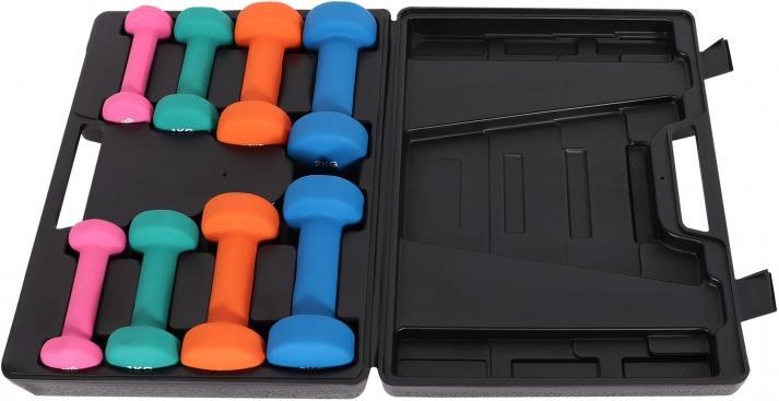 Actual product image Gorilla Sports Gymnastikhanteln Set 10 kg mit Koffer (2 x 2 kg, 2 x 1.5 kg, 2 x 1 kg, 2 x 0.5 kg)