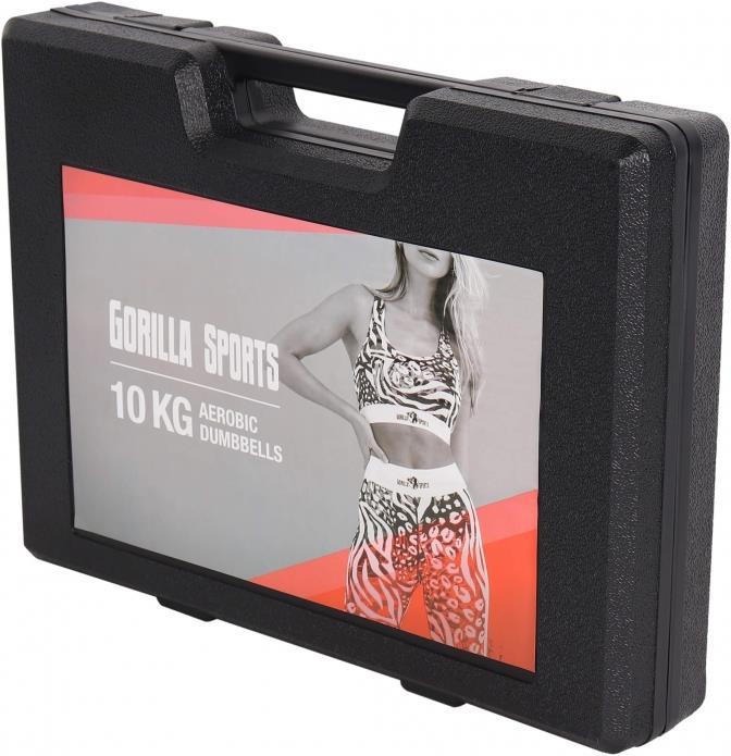 Actual product image Gorilla Sports Gymnastikhanteln Set 10 kg mit Koffer (2 x 2 kg, 2 x 1.5 kg, 2 x 1 kg, 2 x 0.5 kg)