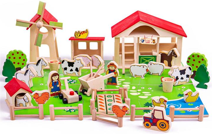 Produktbild Bigjigs Spielbauernhof aus Holz mit Zubehör, 48dlg.