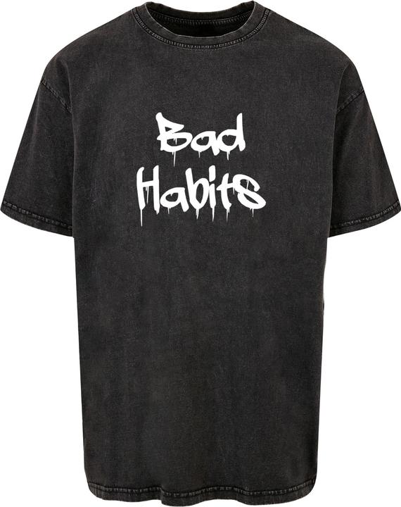 Merchcode Bad Habits Acid Washed Heavy Oversized Tee - 112633