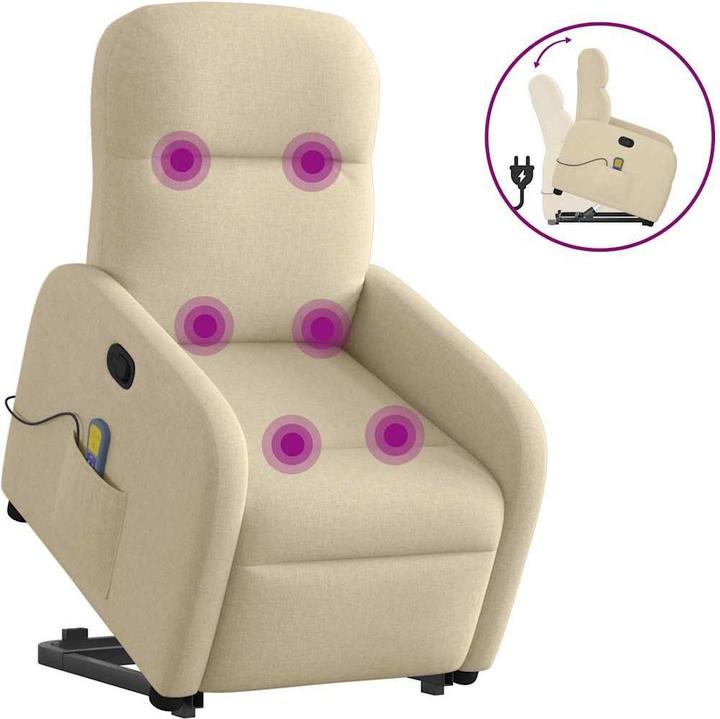 VidaXL Massagesessel mit Aufstehhilfe Creme Stoff