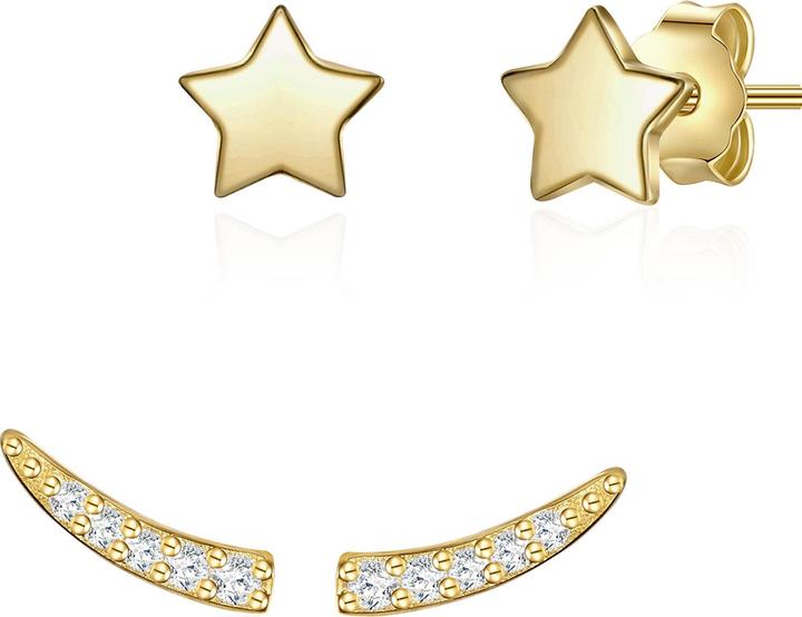 Actual product image Glanzstücke München Ladies Star Sterling Silver Zirconia Yellow Gold - 23824 (Sterling Silver)