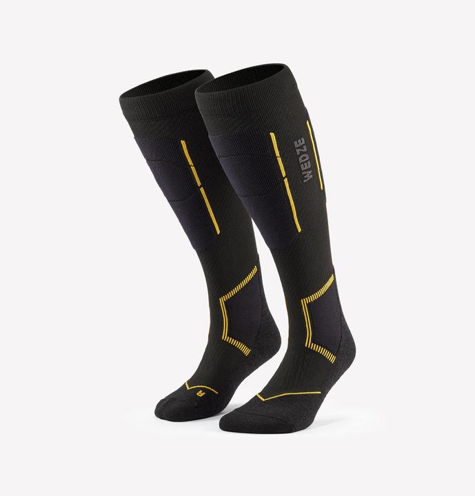Produktbild Wedze Skisocken Erwachsene Merinowolle - 500 schwarz/gelb (38, 40)