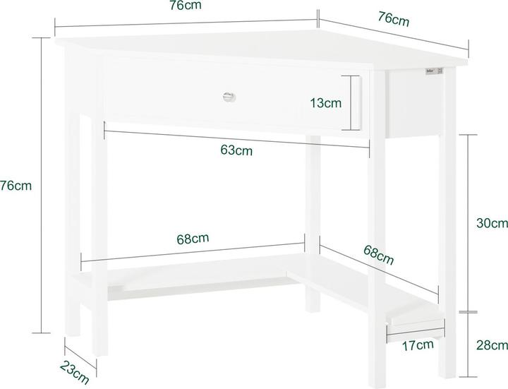 Produktbild SoBuy Eckschreibtisch (76 x 76 x 76 cm)